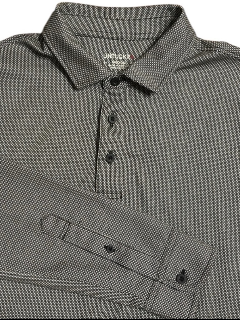 UNTUCKit Men’s Polo Shirt M Black Wrinkle-Free 100% Cotton Long Sleeve